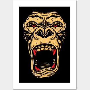 Scary gorilla face Posters and Art